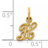 14K Yellow Gold Script Letter H Initial Charm view 4