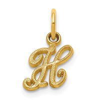 14K Yellow Gold Script Letter H Initial Charm view 1
