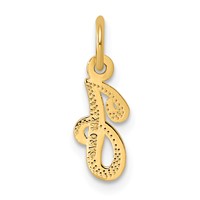 14K Yellow Gold Script Letter J Initial Charm view 3