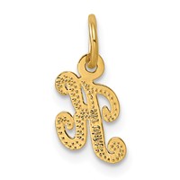 14K Yellow Gold Script Letter K Initial Charm view 3