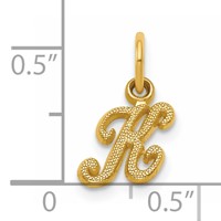 14K Yellow Gold Script Letter K Initial Charm view 4