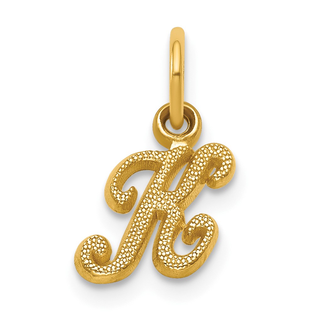 14K Yellow Gold Script Letter K Initial Charm