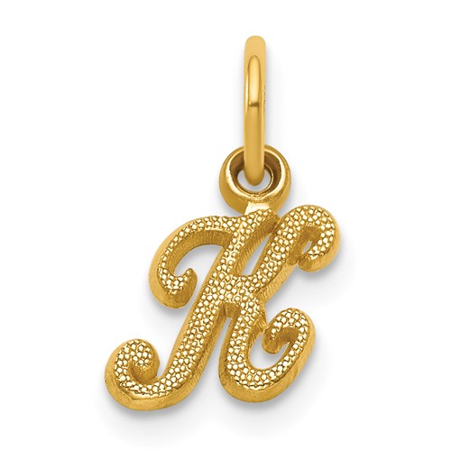 14K Yellow Gold Script Letter K Initial Charm