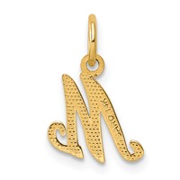 14K Yellow Gold Script Letter M Initial Charm view 3