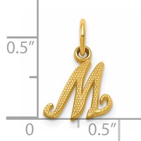 14K Yellow Gold Script Letter M Initial Charm view 4