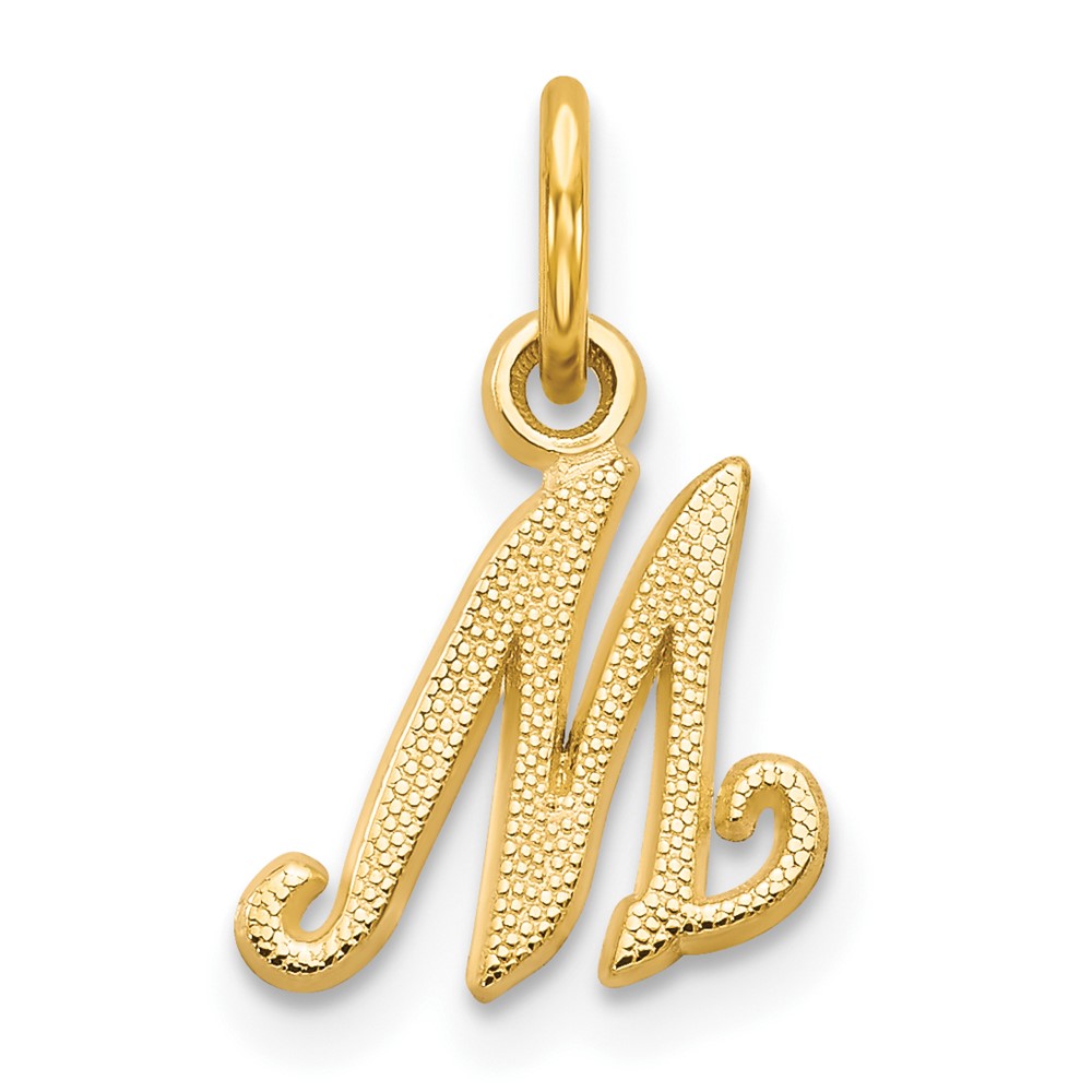 14KY Script Letter M Initial Charm (C564M)
