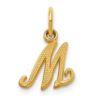 14K Yellow Gold Script Letter M Initial Charm view 1
