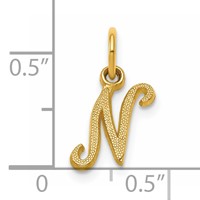 14K Yellow Gold Script Letter N Initial Charm view 4