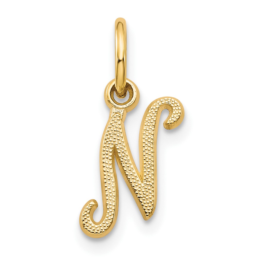 14KY Script Letter N Initial Charm (C564N)