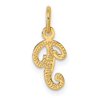 14K Yellow Gold Script Letter P Initial Charm view 3