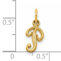 14K Yellow Gold Script Letter P Initial Charm view 4
