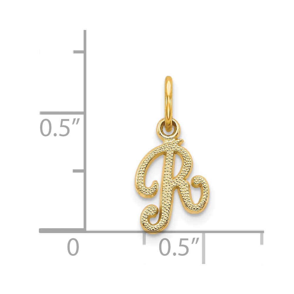 14KY Script Letter R Initial Charm (C564R)