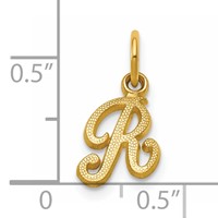 14KY Script Letter R Initial Charm view 4