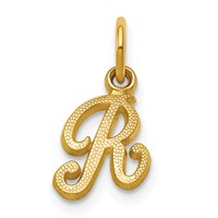 14KY Script Letter R Initial Charm view 1