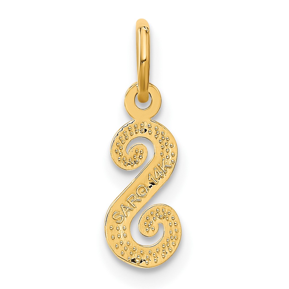 14KY Script Letter S Initial Charm (C564S)