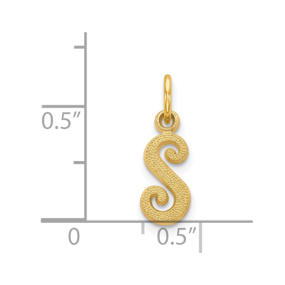 14KY Script Letter S Initial Charm (C564S)