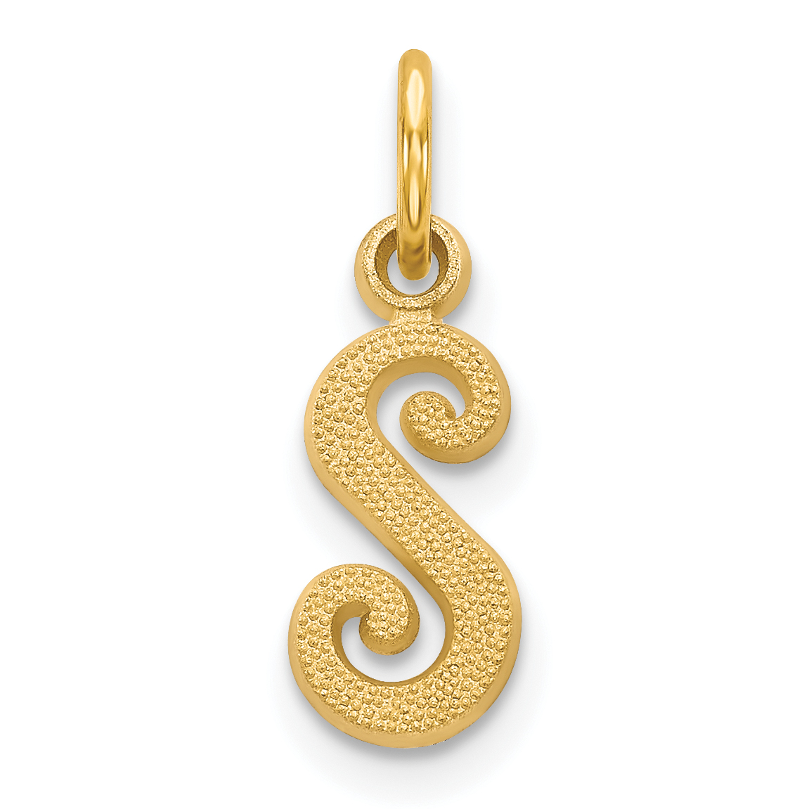 14KY Script Letter S Initial Charm (C564S)