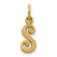 14KY Script Letter S Initial Charm view 1