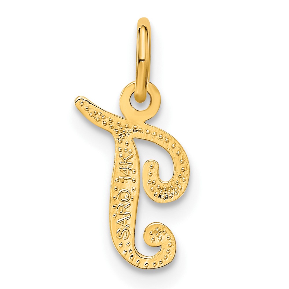 14KY Script Letter T Initial Charm (C564T)