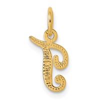 14K Yellow Gold Script Letter T Initial Charm view 3