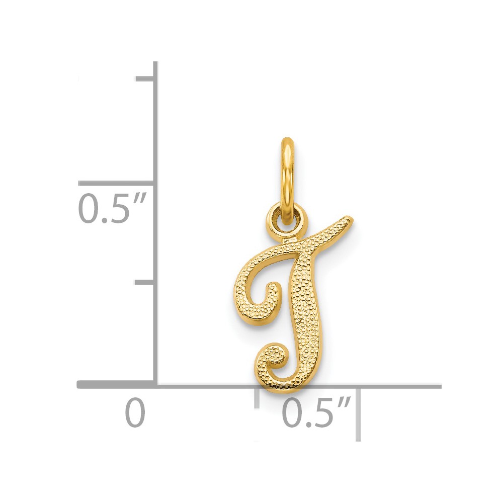 14KY Script Letter T Initial Charm (C564T)