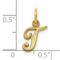 14K Yellow Gold Script Letter T Initial Charm view 4