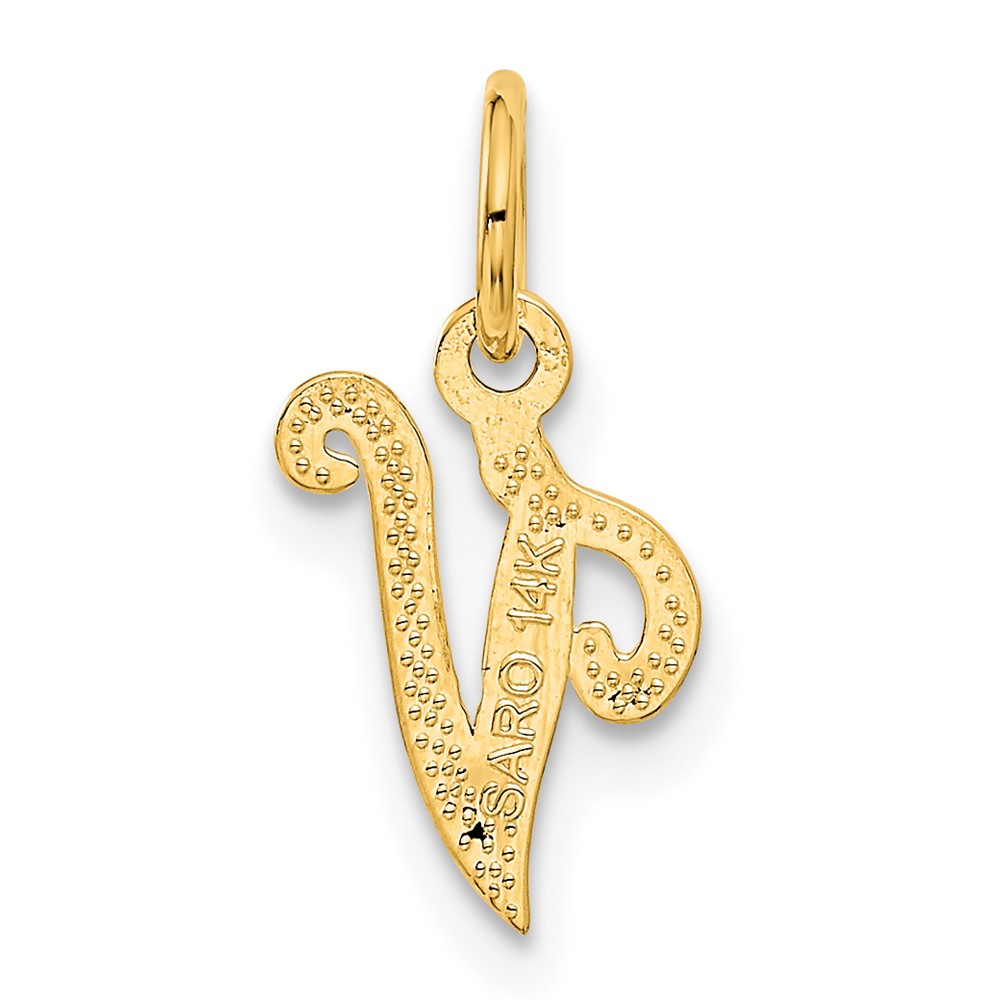 14KY Script Letter V Initial Charm (C564V)