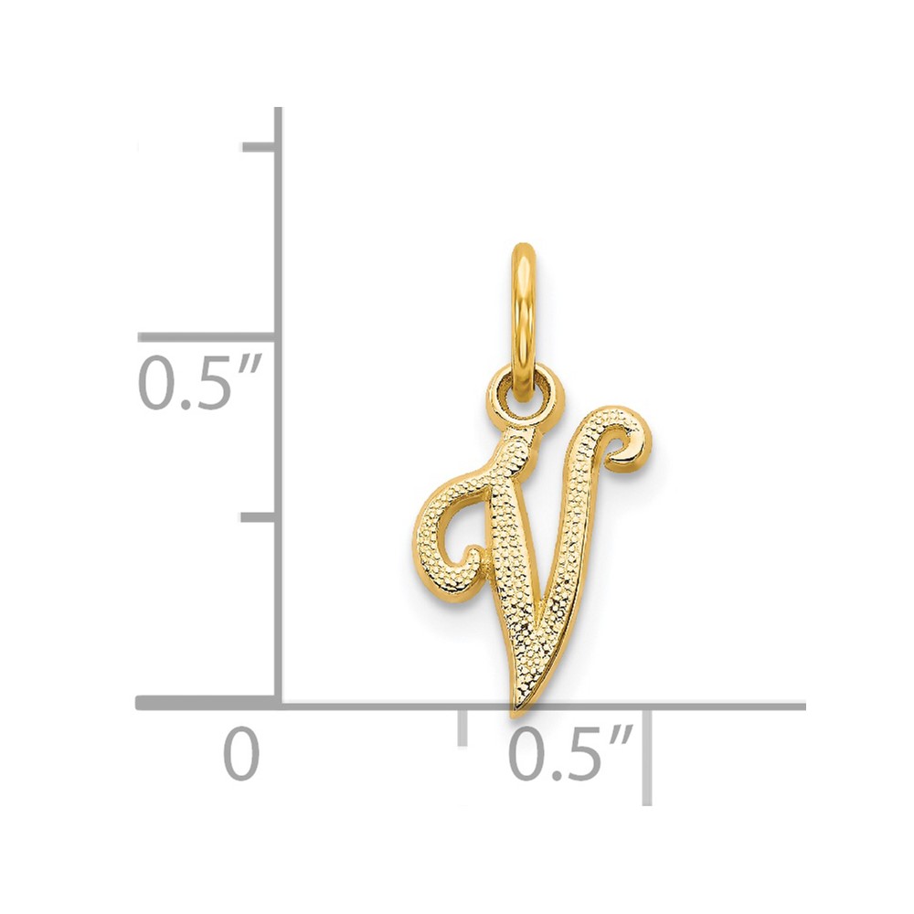 14KY Script Letter V Initial Charm (C564V)