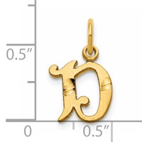 14K Yellow Gold Letter D Initial Charm view 4