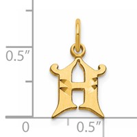 14K Yellow Gold Letter H Initial Charm view 4