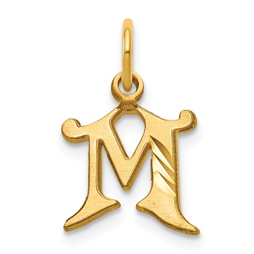 14K Yellow Gold Letter M Initial Charm