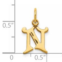 14K Yellow Gold Letter N Initial Charm view 4