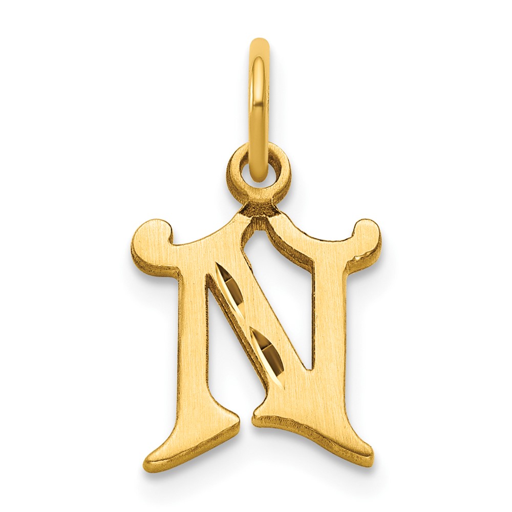 14K Yellow Gold Letter N Initial Charm