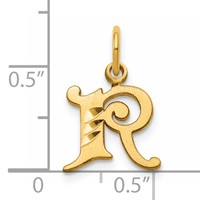 14K Yellow Gold Letter R Initial Charm view 4