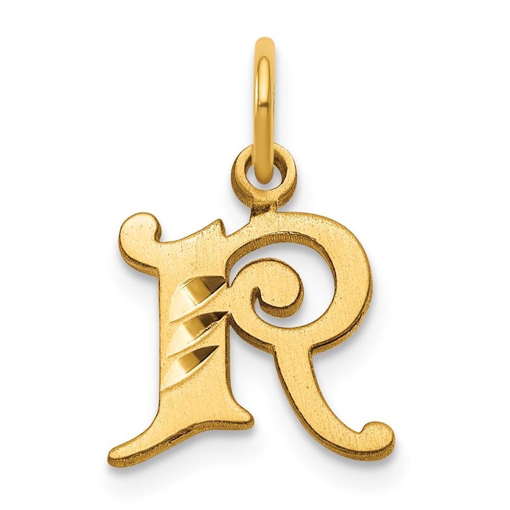 14K Yellow Gold Letter R Initial Charm
