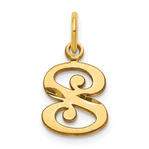 14K Yellow Gold Letter S Initial Charm