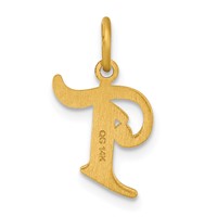 14K Yellow Gold Letter T Initial Charm view 3