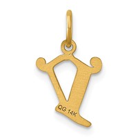14K Yellow Gold Letter V Initial Charm view 3