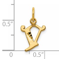 14K Yellow Gold Letter V Initial Charm view 4