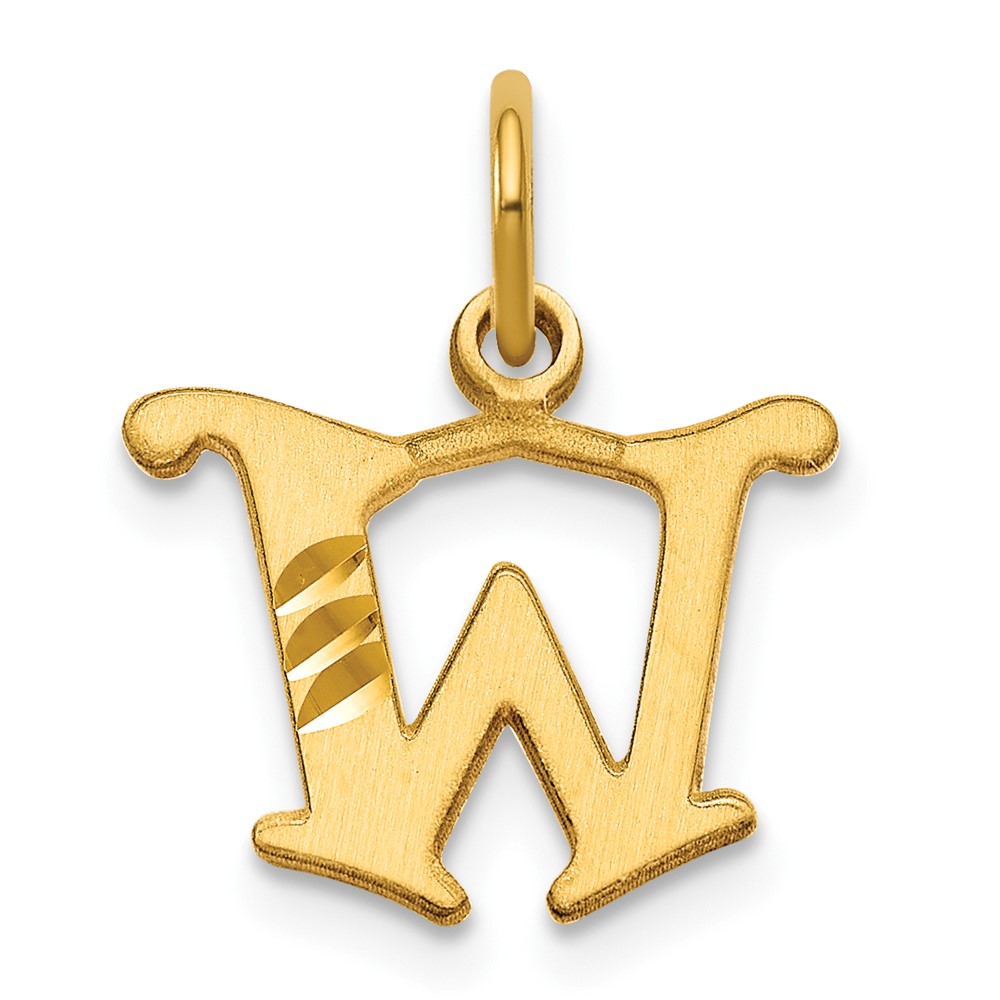 14K Yellow Gold Letter W Initial Charm