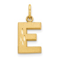 14KY Satin Diamond-cut Letter E Initial Charm view 1