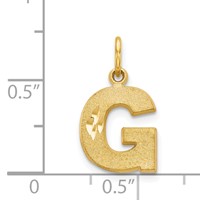 14K Yellow Gold Satin Diamond-cut Letter G Initial Charm view 4
