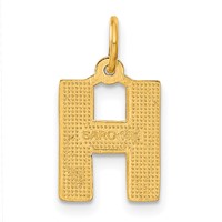 14K Yellow Gold Satin Diamond-cut Letter H Initial Charm view 3