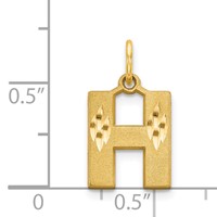 14K Yellow Gold Satin Diamond-cut Letter H Initial Charm view 4