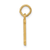 14K Yellow Gold Satin Diamond-cut Letter I Initial Charm view 2