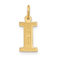 14K Yellow Gold Satin Diamond-cut Letter I Initial Charm view 3
