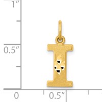 14K Yellow Gold Satin Diamond-cut Letter I Initial Charm view 4