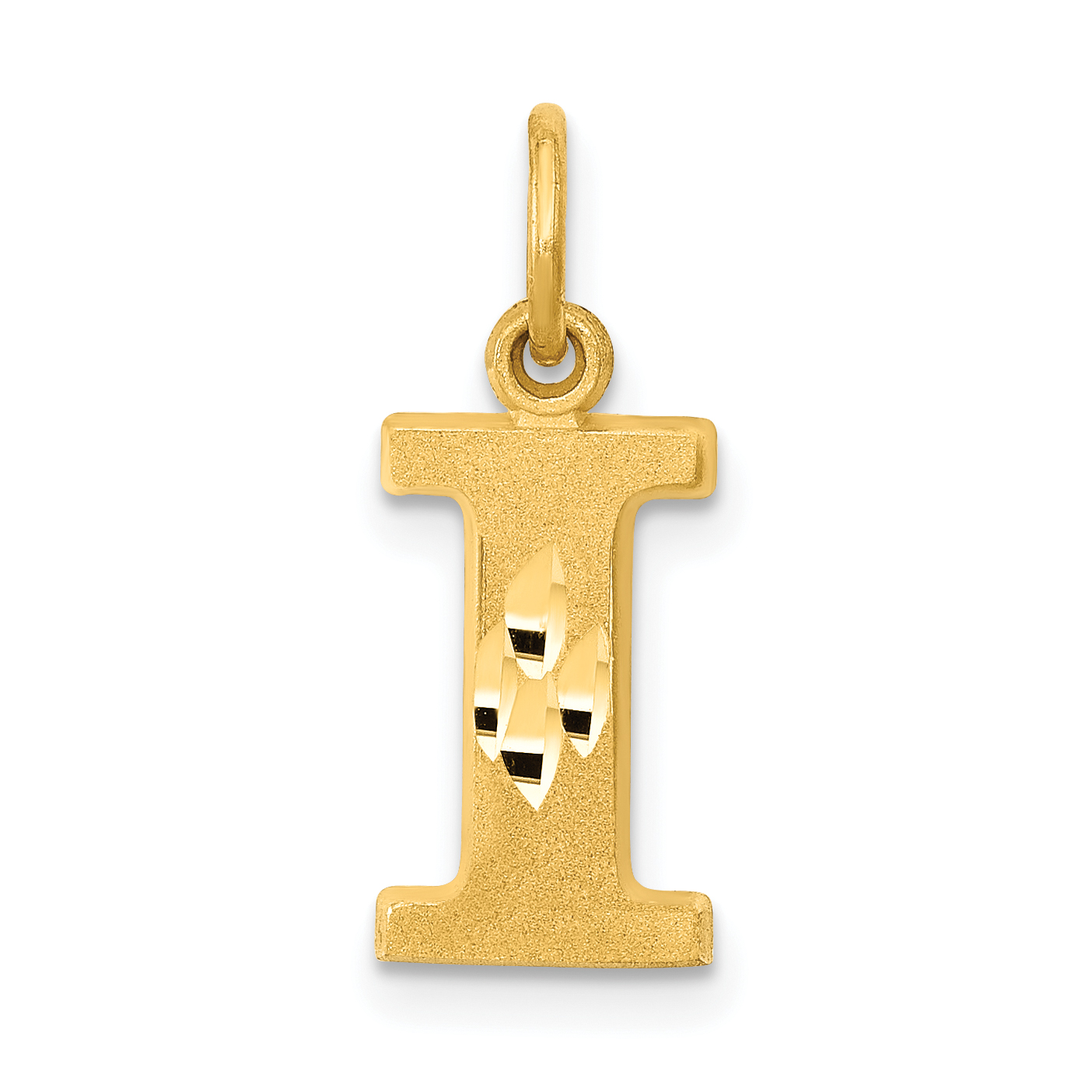 14KY Satin Diamond-cut Letter I Initial Charm (C566I)