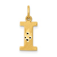 14K Yellow Gold Satin Diamond-cut Letter I Initial Charm view 1