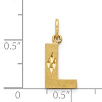 14K Yellow Gold Satin Diamond-cut Letter L Initial Charm view 4
